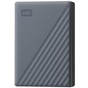 WD My Passport werkt met USB-C 6 TB (Draagbare harde schijf, back-up software met wachtwoordbeveiliging, 256-bits AES-hardwareversleuteling) Silicon Grey