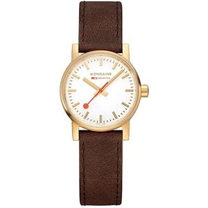 Mondaine Vrouwen Analoge Quartz Horloge Met Lederen Band MSE30112LG, Bruin, Riem.