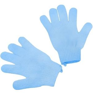 Set van 2 exfoliërende handschoenen washandschoen, exfoliërende handschoenen lichaam douchehandschoen massage peeling handschoen handschoenen voor lichaam en gezicht met haken - blauw