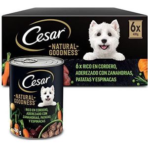 Cesar Natural Goodness natvoer voor volwassen honden, met lam, wortelen, aardappelen en spinazie, 6 blikjes x 400 g