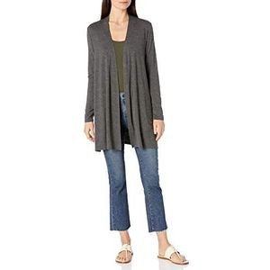 Amazon Essentials Damesvest met lange mouwen, open voorkant, houtskool heather, XS