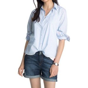 ESPRIT Dames Regular Fit blouse in Vichy-Karo optiek of strepen-look 034EE1F029, blauw (skyblue), 42