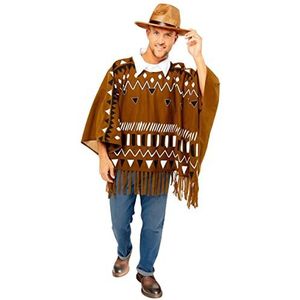 Amscan 9907070 - Cowboy Western poncho & hoed volwassenen verkleedkostuum set - één maat