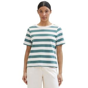 TOM TAILOR T-shirt voor dames, 35183 - Green Offwhite Stripe, XXS