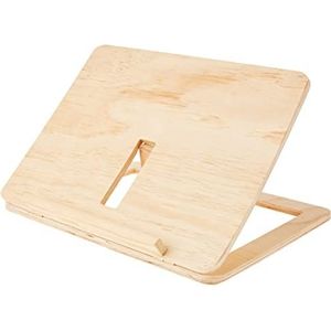 Rayher 62797000 tabletstandaard, boekenstandaard van hout, FSC-gecertificeerd, 28 x 21 x 3,4 cm, tafelstandaard, leesstandaard hout, verstelbaar, drie hoeken