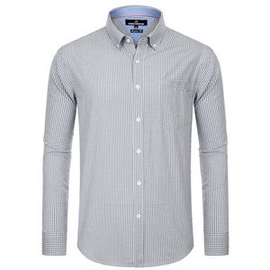 Alimens & Gentle Klassiek overhemd met knopen voor heren, Zwarte Gingham, L
