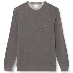 GANT Heren Cotton Pique C-Neck Pullover, dark grey melange, 3XL