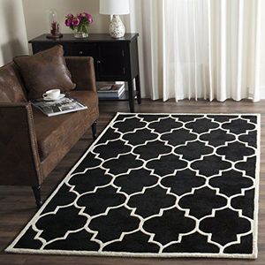 Safavieh Geometrisch patroon tapijt, CHT733, handgetuft wol, zwart/ivoor, 120 x 180 cm