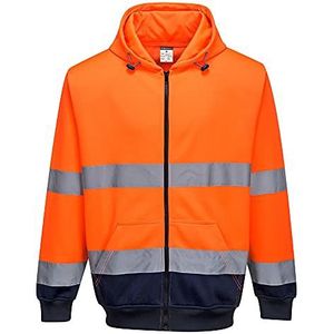 Portwest B317 Tweekleurige Sweatshirt met Ritssluiting en Capuchon, Normaal, Grootte L, Oranje/Marine