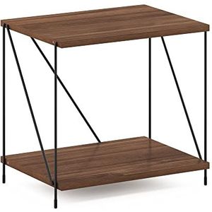 Furinno Industriële multifunctionele bijzettafel met metalen frame, walnoot inham, 2-Tier