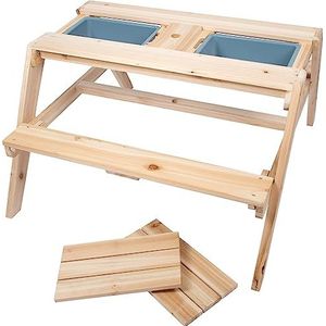small foot kinderzitset moddertafel van massief hout, multifunctionele picknicktafel en moddertafel voor kinderen, 12422