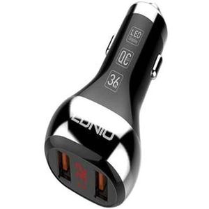 Onceatime LDNIO C2 Dual QC3.0 USB met auto-accu, led-display, Quick Charging Car Charger voor mobiele telefoon