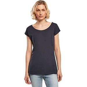 Build Your Brand Dames Dames Dames T-shirt met brede hals, navy, XXL