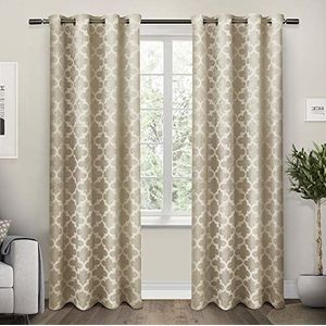 Exclusive Home Curtains Cartago Geïsoleerde Woven Blackout Grommet Top Curtain Panel Pair, 54x96, Taupe, 2 Stuk