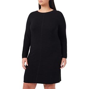 TOM TAILOR MY TRUE ME Dames Plussize gestreepte midi-jurk 1028613, 14482 - Deep Black, 44 Grote maten