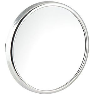 Fackelmann Cosmetische spiegel TECNO, vergrotingsspiegel met 10-voudige vergroting, make-upspiegel met zuignappen (kleur: zilver), aantal: 1 stuk