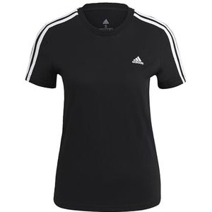 adidas Essentials Slim 3-Stripes T-shirt, dames, zwart/wit, L Petite, zwart/wit, L