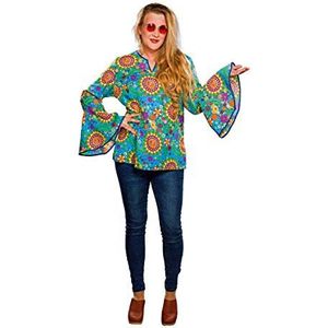 Hippieblouse voor dames, blauw, W/cirkels