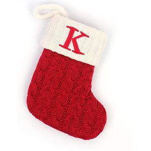 SUPERIXO Kerstkousen, kabel gebreide kousen geschenken snoep zakken rode kerstvakantie kousen letter K