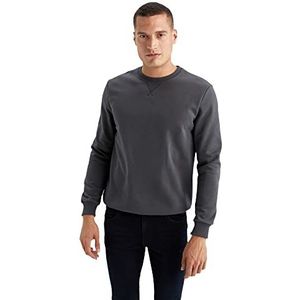 DeFacto Trui met lange mouwen voor heren - ronde hals sweatshirt voor heren (antraciet, XXL), antraciet, XXL