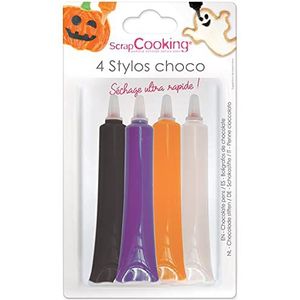SCRAP COOKING Choco 7064 Halloween stiften – zwart, oranje, paars en wit om te schrijven en te tekenen op desserts, cake, koekjes