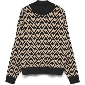 VERO MODA Vmaria Art Batwing Highneck Pullover Rep, zwart, M
