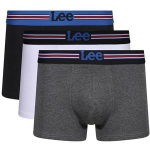 Lee Boxershorts voor heren in zwart/wit/grijs | Soft Touch Cotton Trunks, Zwart/Wit/Grijs, S