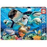 Educa - Puzzel 500 stukjes voor volwassenen | Zeedieren selfie, grappige 500 stukjes puzzel voor volwassenen en kinderen vanaf 11 jaar, haai, dolfijn, walvis, clownvis (17647)
