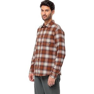 Jack Wolfskin T-shirt om te wandelen, M hemd, Karmine Checks, M heren, Carmine Checks, M