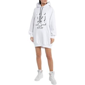 Replay Oversized sweatshirt voor dames, jurk met capuchon, 001, wit, S