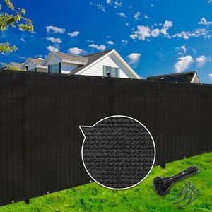 KANAGAWA 6ft x 25ft privacyscherm hek, 90% blokkering Heavy Duty 175 GSM hekwerk gaas nethoes voor buitenmuur tuin tuin achtertuin achtertuin 40 kabel ritsbanden inbegrepen zwart