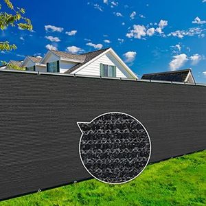 KANAGAWA 6ft x 25ft privacyscherm hek, 90% blokkering Heavy Duty 175 GSM hekwerk gaas nethoes voor buitenmuur tuin tuin achtertuin achtertuin 40 kabel ritsbanden inbegrepen zwart