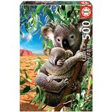 Educa - Mama en Baby Koala - puzzel 500 stukjes - afmetingen ca. één keer opgebouwd: 46 x 34 cm incl. staart fix-puzzel voor het ophangen van een keer montage - vanaf 14 jaar (18999)