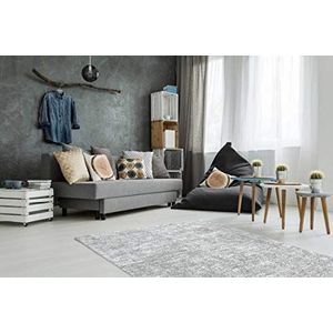 One Couture Gemêleerd tapijt, modern, woonkamer, tapijt, grijs-wit, woonkamertapijt, eetkamertapijt, tapijtloper, loper, afmetingen: 120cm x 170cm
