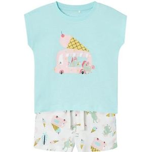 NAME IT Nmfvigea Capsl Top Shirt Set voor meisjes, Blauwe inkt/print: eenhoorns en ijscrèmes, 98 cm