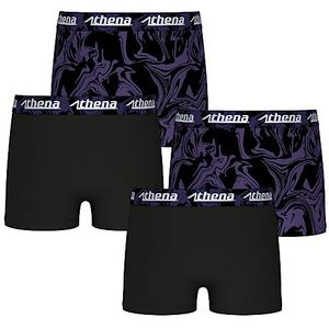 ATHENA ondergoed jongens, zwart/paarse print, 10 Jaar