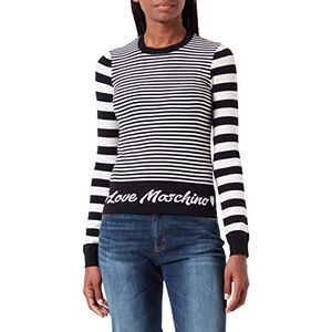 Love Moschino Dames Slim Fit Long-Sleeved Pullover Wit Zwart, 48