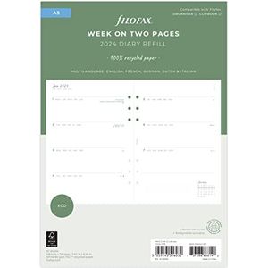 Filofax A5 Eco Week op twee pagina's 2024 dagboek met tabbladen