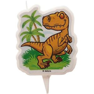 Dekora Dinosaurus verjaardagskaars, een trex in 2D, 7,5 cm