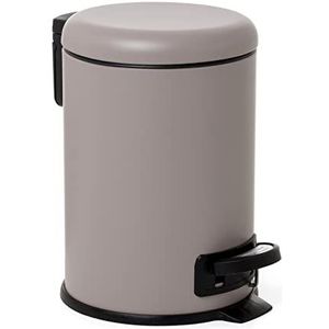 TATAY Prullenbak Badkamer met Pedaal 3L | Soft-Close Deksel | Compacte en Uitneembare Binnenemmer | Stevig Roestvrij Staal | Ideaal voor Kleine Badkamers – Taupe