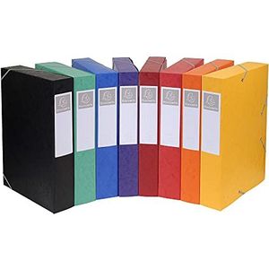 Exacompta 14.000H Set van 10 premium verzameldozen met elastiek, 40 mm breed, van extra sterk Colorspan-karton met rugetiket, voor DIN A4, archiefdoos, documentenbox, tekenbox, op kleur gesorteerd
