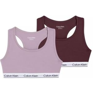 Calvin Klein Jeans Girl's 2PK Bralette G80G800742 Bralette, paars (lichtlila/frambozenchocolade), 8-10 jaar, Paars (Lichtlila/Framboos chocolade), 8-10 Jaren