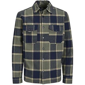 JACK & JONES Rddari Check Overhemd L/S Sn Shirt, Dusty Olive/Checks: comfort fit, M