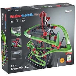 fischertechnik 536621 Kogelbaan Dynamic L2 – bouwpakket voor kinderen vanaf 9 Jaar, leerspeelgoed met motor en hoge snelheidsbochten