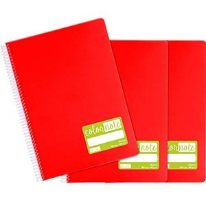 Grafoplás 98527651 verpakking met 3 witte bladeren, A4, omslag van polypropyleen, rood, FSC-gecertificeerd, serie ColorNote