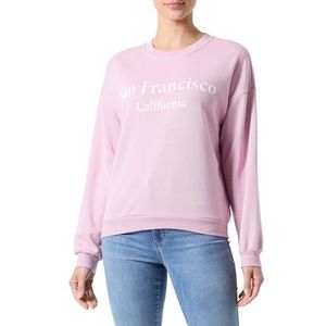 PIECES Pcfreya Ls Oversize Sweat, Dawn Pink/Print: helder wit, M
