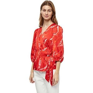 Minus Dames Serena Wrap Blouse, Lava Red Graphic Print, 6