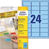 Avery L6032-20 Printbare Etiketten met Verwijderbare Lijm (Label Grootte 63,5 x 33,9 mm, 20 A4 Vellen per Pakket) - Blauw