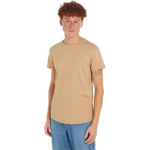 Tommy Jeans Heren Xslim Jaspe C hals Ext S/S gebreide tops, beige, 6XL, Tawny Zand, 6XL grote maten tall