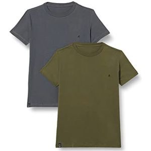 Replay Heren T-shirt (verpakking van 2), Military-dark Iron 080, S